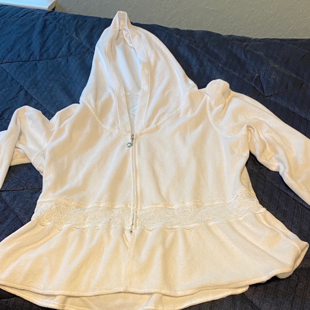 Betsey Johnson The Bride Cream Hooded Zip Jacket